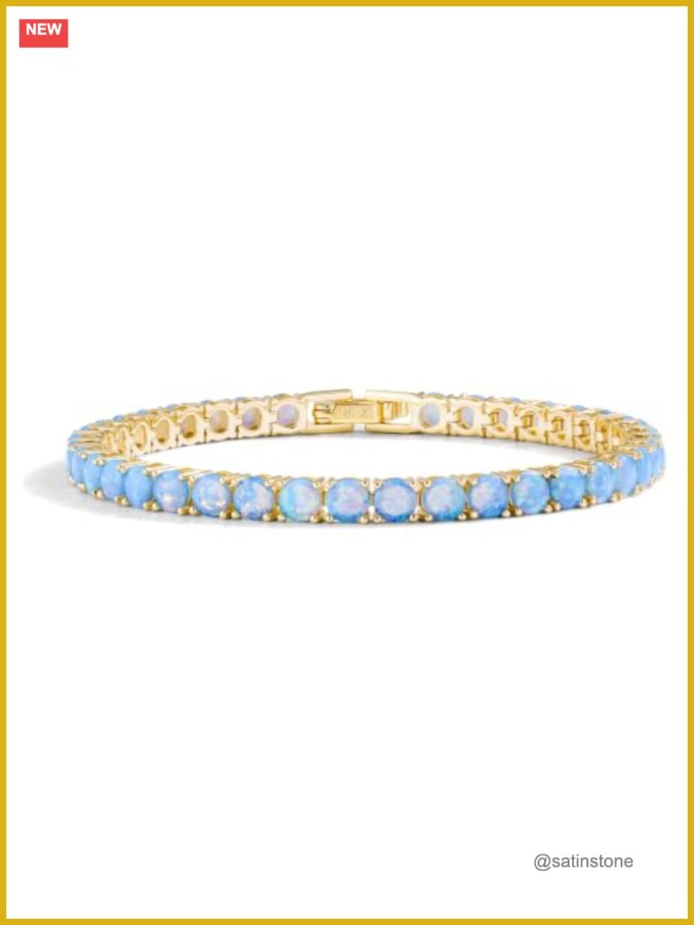 14K Gold Filled Opal Tennis Bracelet Women Bezel Set 7 Inch